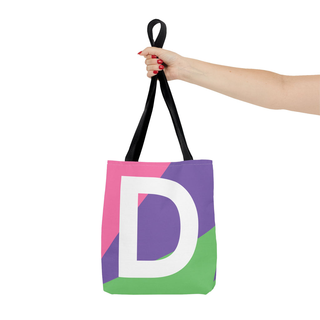 Monogram 'D' Colorblock Tote Bag — Personalized Initial D Shoulder Tote