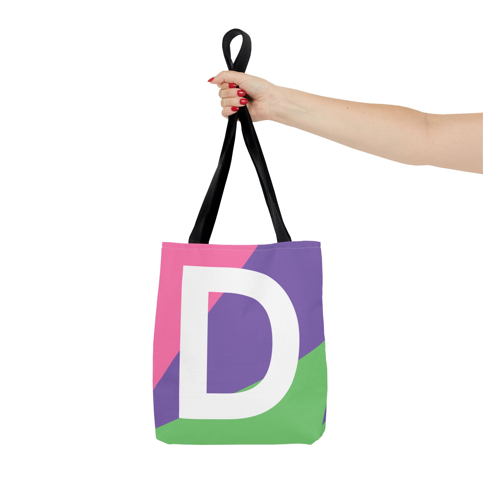 Monogram 'D' Colorblock Tote Bag — Personalized Initial D Shoulder Tote