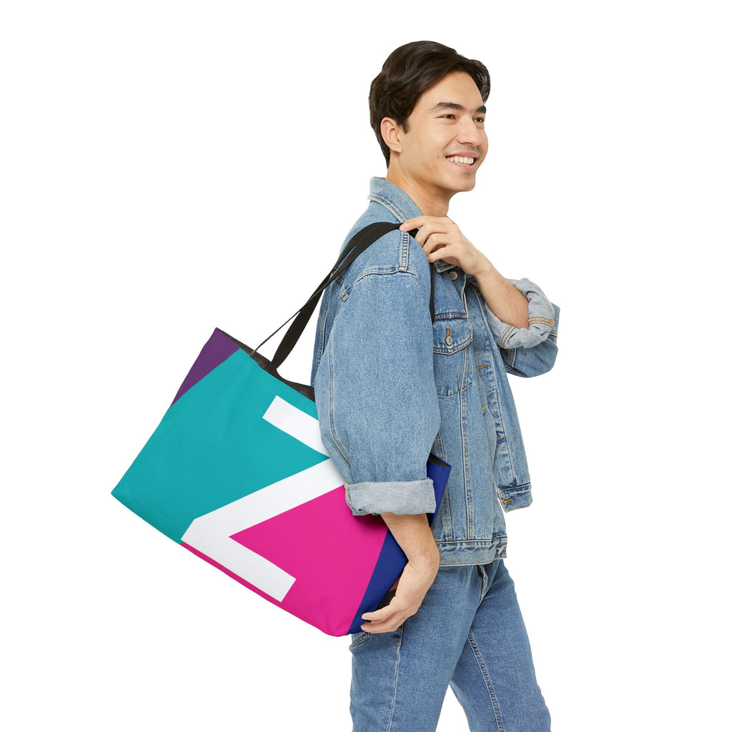 Personalized 'Z' Colorblock Tote Bag — Monogram Weekender Tote