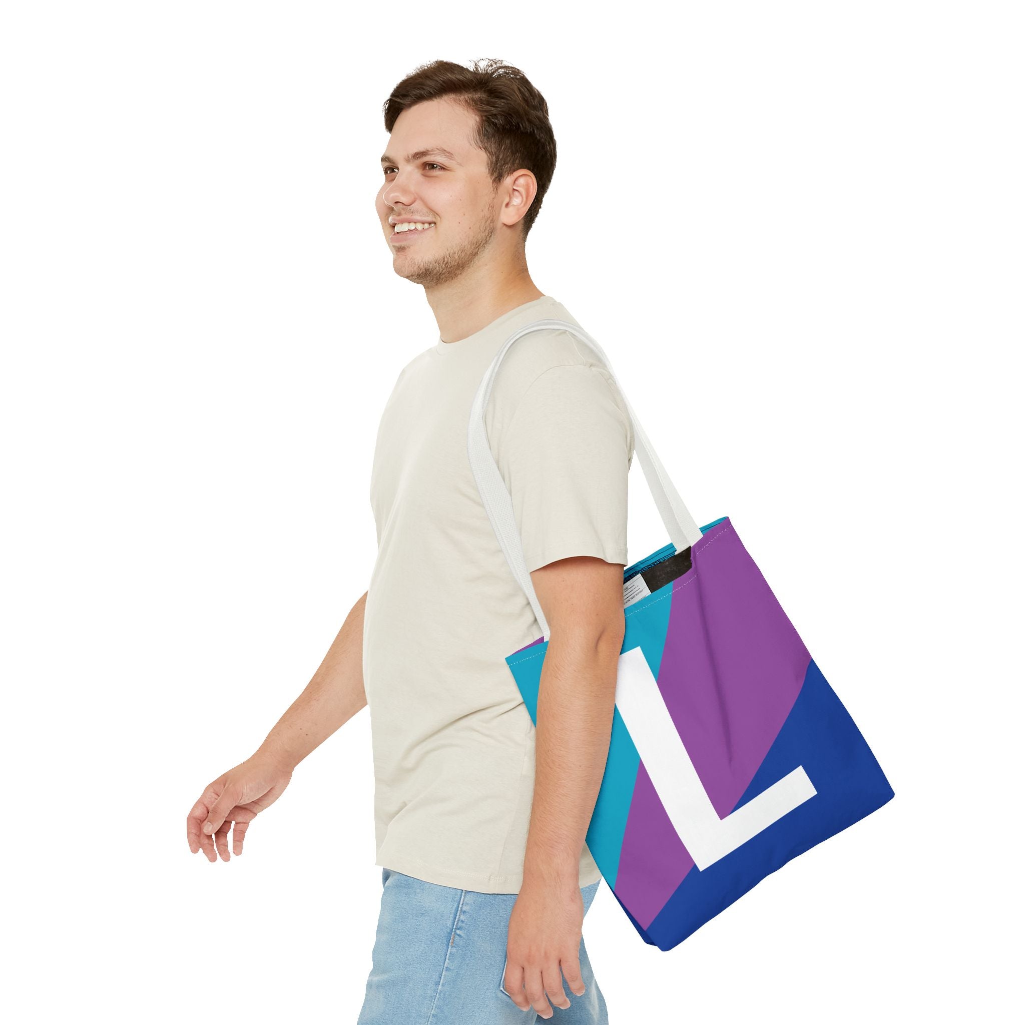 Monogram 'L' Colorblock Tote Bag — Personalized Initial L Shoulder Tote