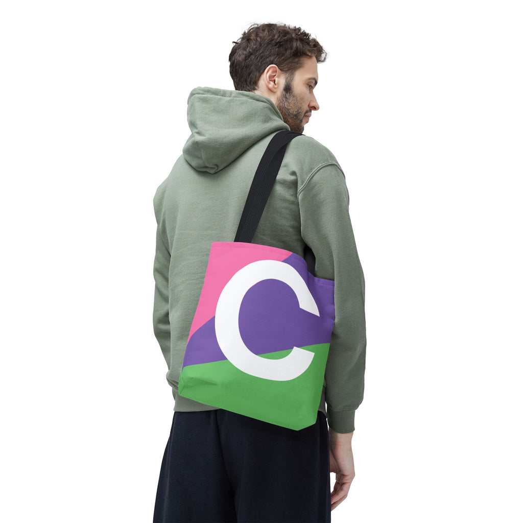 Monogram 'C' Colorblock Tote Bag — Personalized Initial C Shoulder Tote