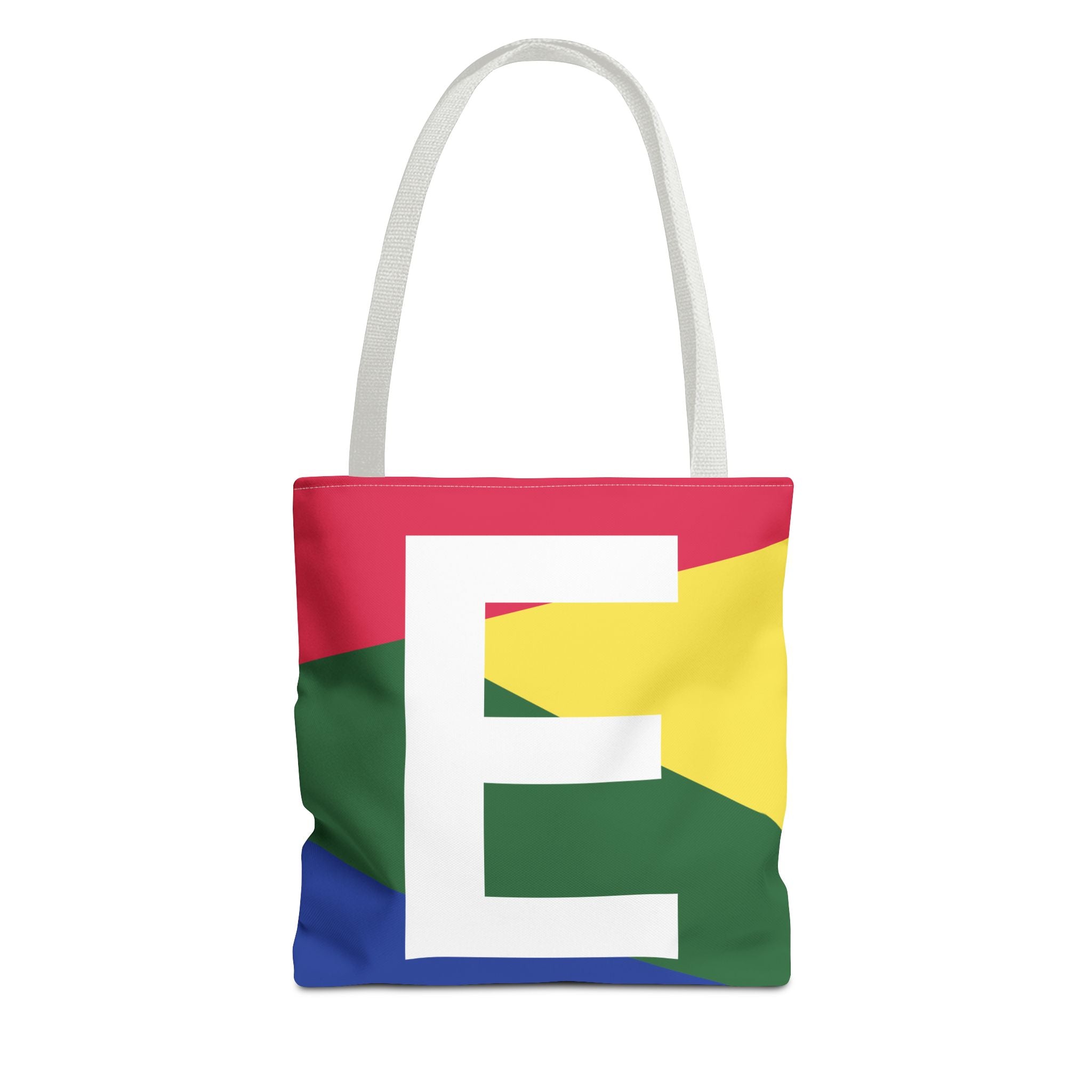 Monogram 'E' Colorblock Tote Bag — Personalized Initial E Shoulder Tote