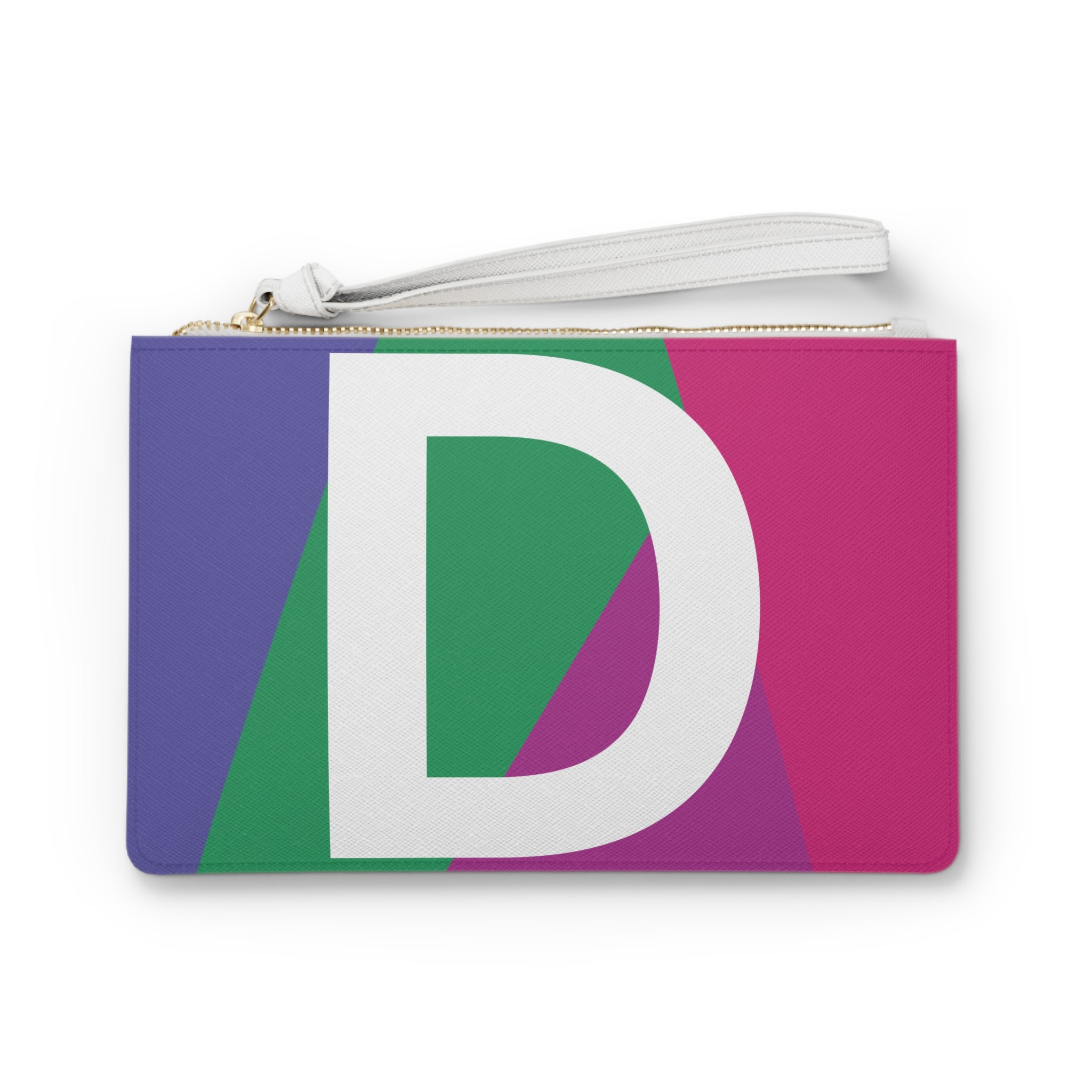 Monogram 'D' Colorblock Clutch Bag — Bold Geometric Wristlet for Everyday & Gifts