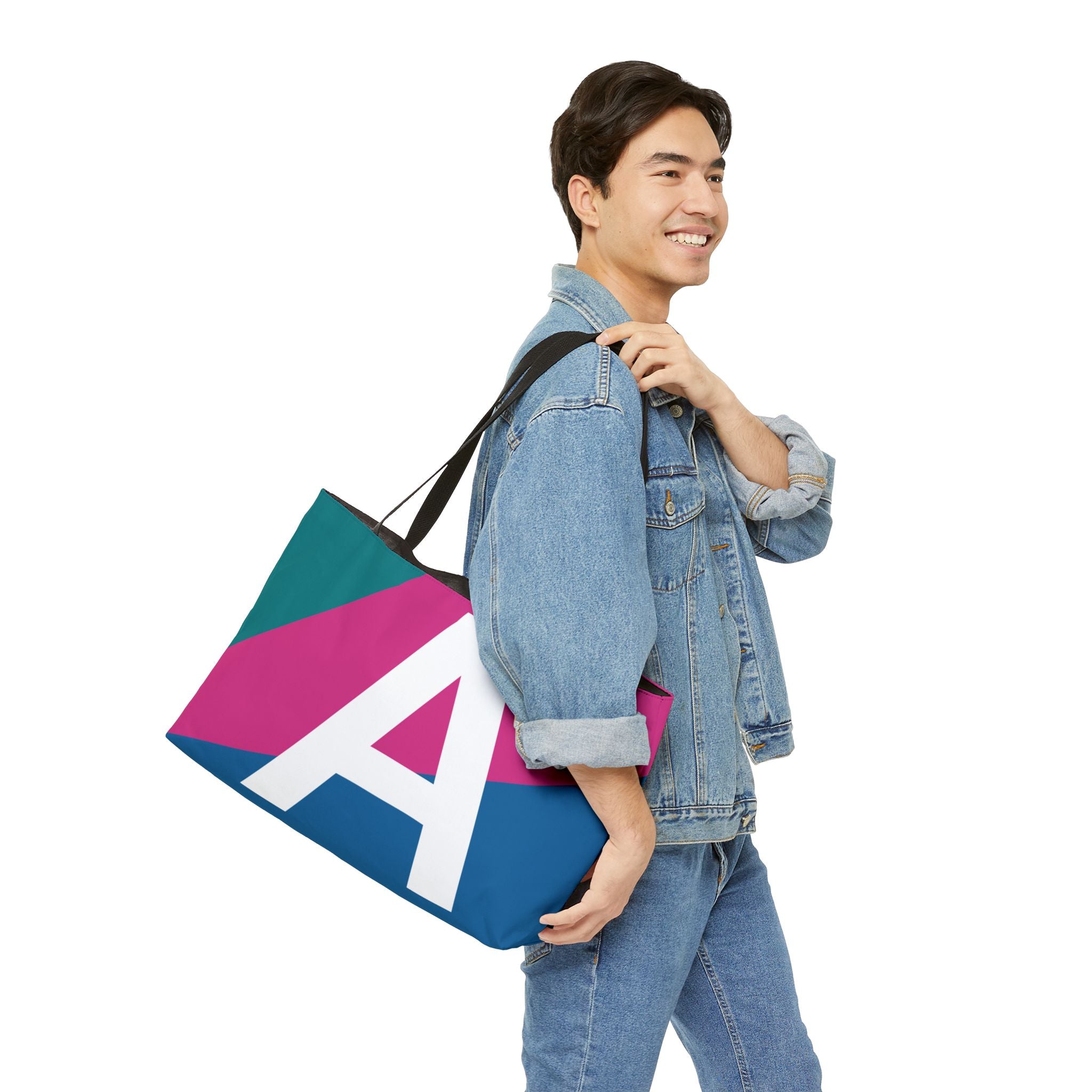 Personalized 'A' Colorblock Tote Bag — Monogram Weekender Tote