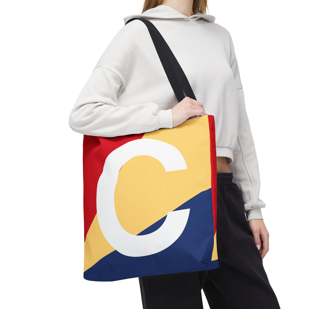 Monogram 'C' Colorblock Tote Bag — Personalized Initial C Shoulder Tote