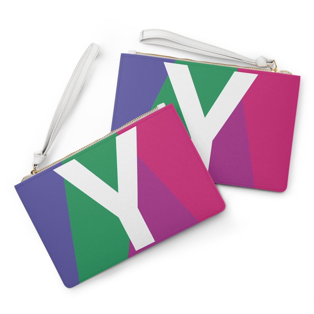 Monogram 'Y' Colorblock Clutch Bag — Bold Geometric Wristlet for Everyday & Gifts