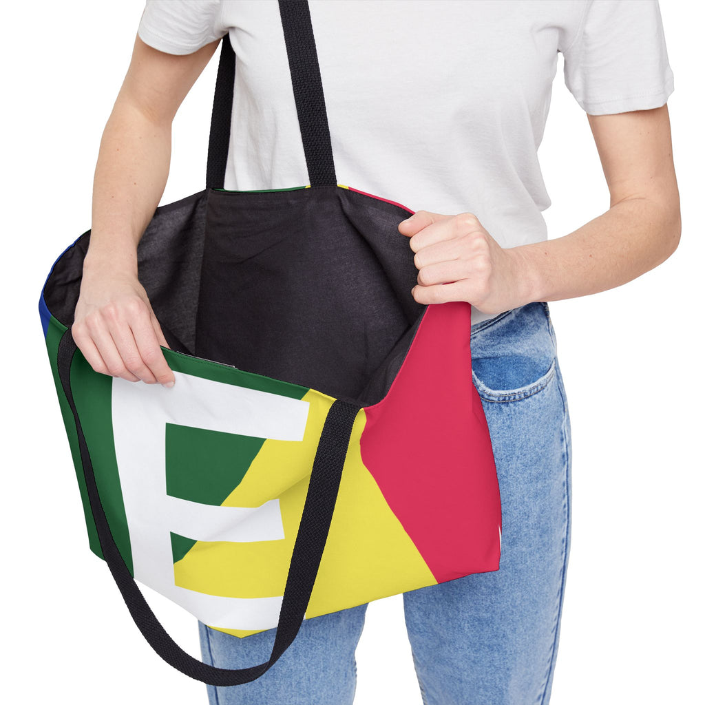 Personalized 'E' Colorblock Tote Bag — Monogram Weekender Tote