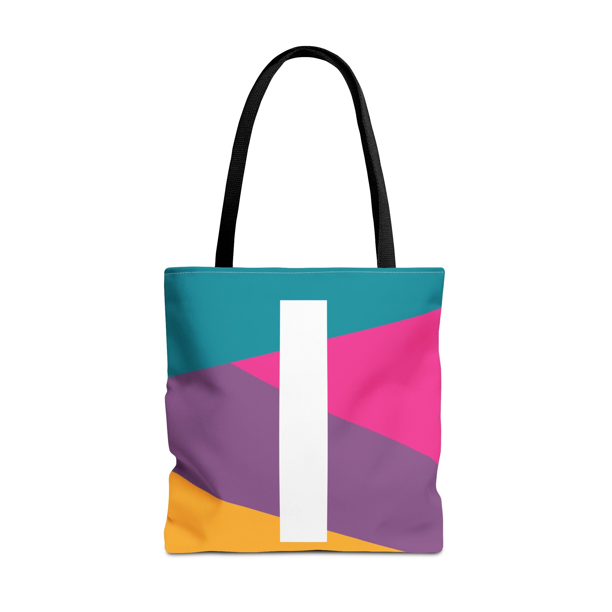 Monogram 'I' Colorblock Tote Bag — Personalized Initial I Shoulder Tote