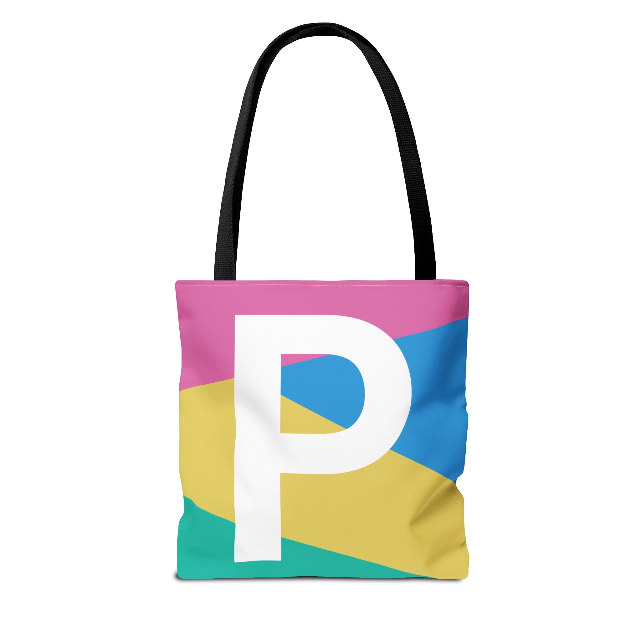 Monogram 'P' Colorblock Tote Bag — Personalized Initial P Shoulder Tote