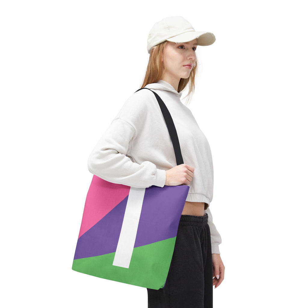 Monogram 'I' Colorblock Tote Bag — Personalized Initial I Shoulder Tote