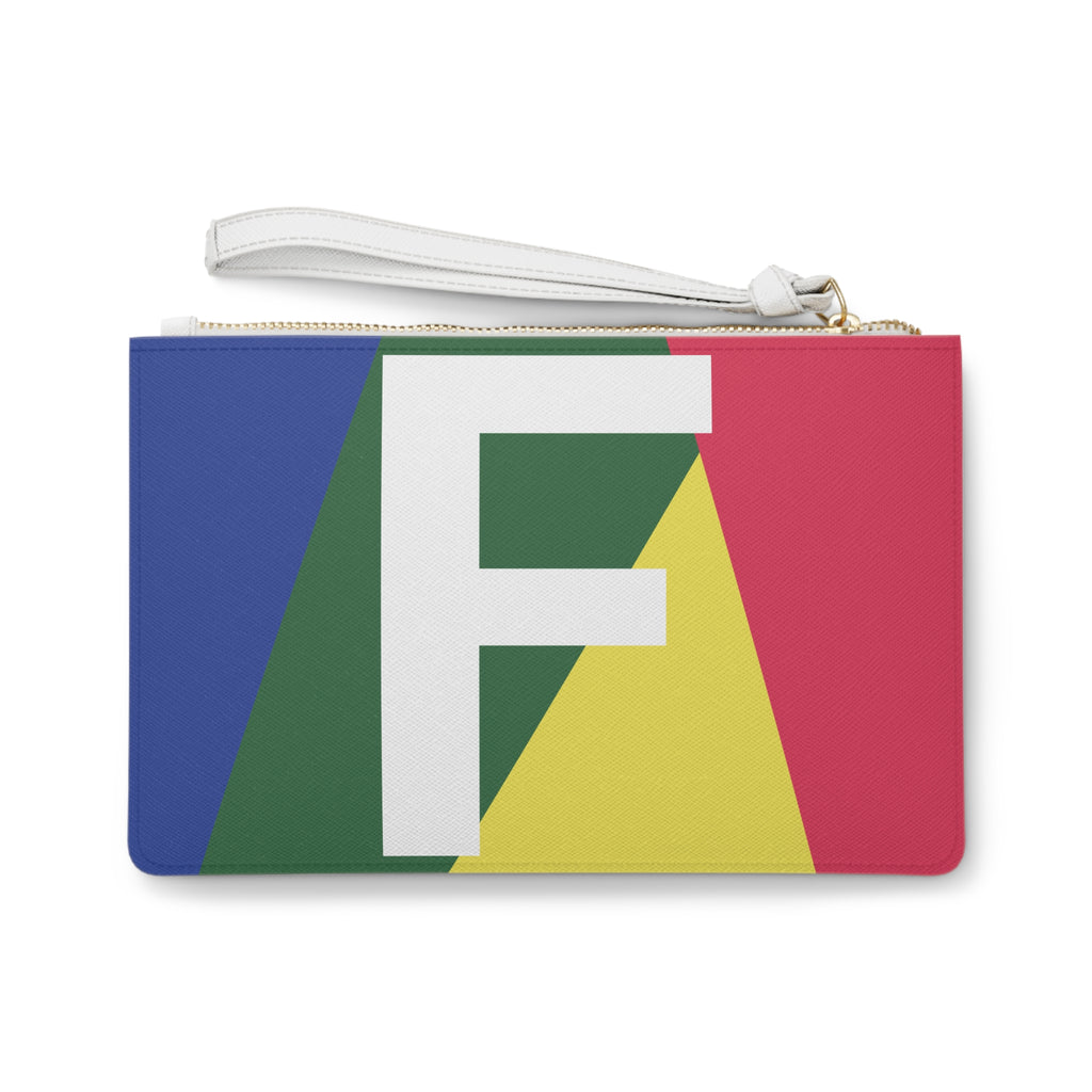 Monogram 'F' Colorblock Clutch Bag — Bold Geometric Wristlet for Everyday & Gifts