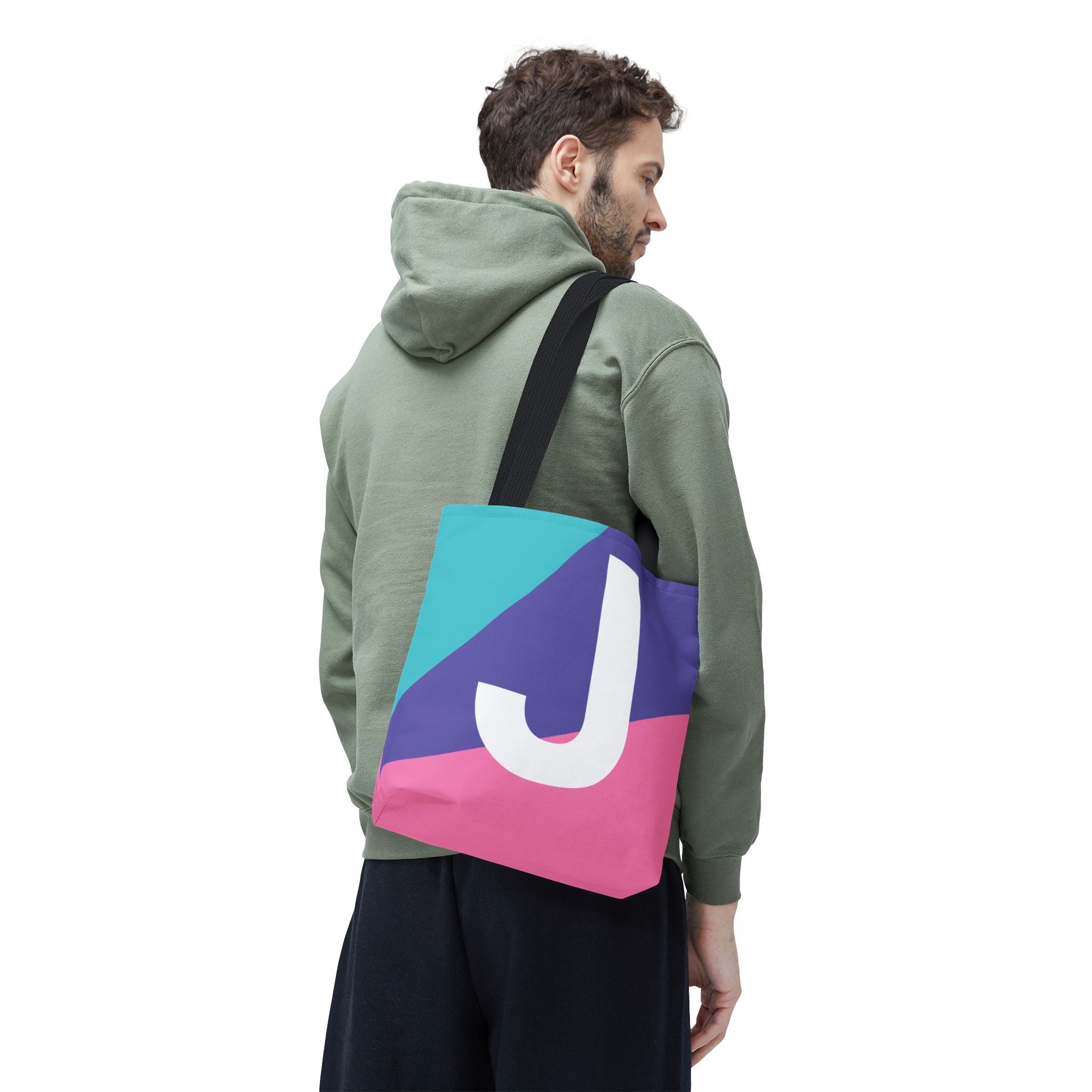 Monogram 'J' Colorblock Tote Bag — Personalized Initial J Shoulder Tote