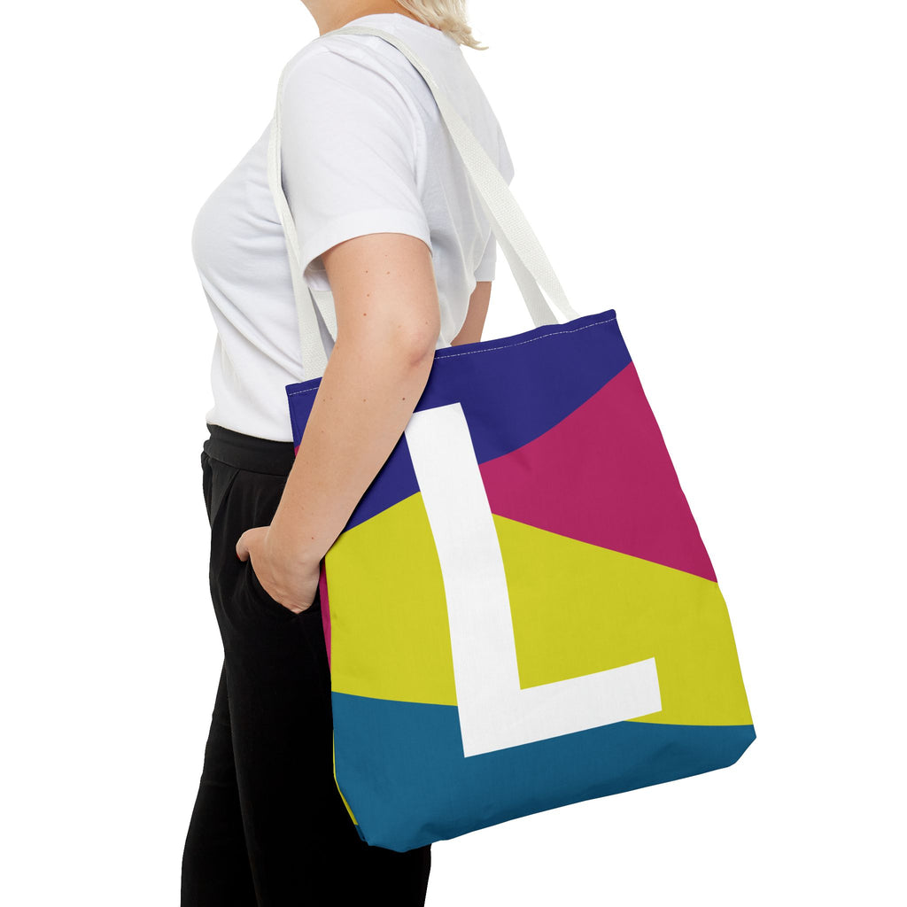 Monogram 'L' Colorblock Tote Bag — Personalized Initial L Shoulder Tote