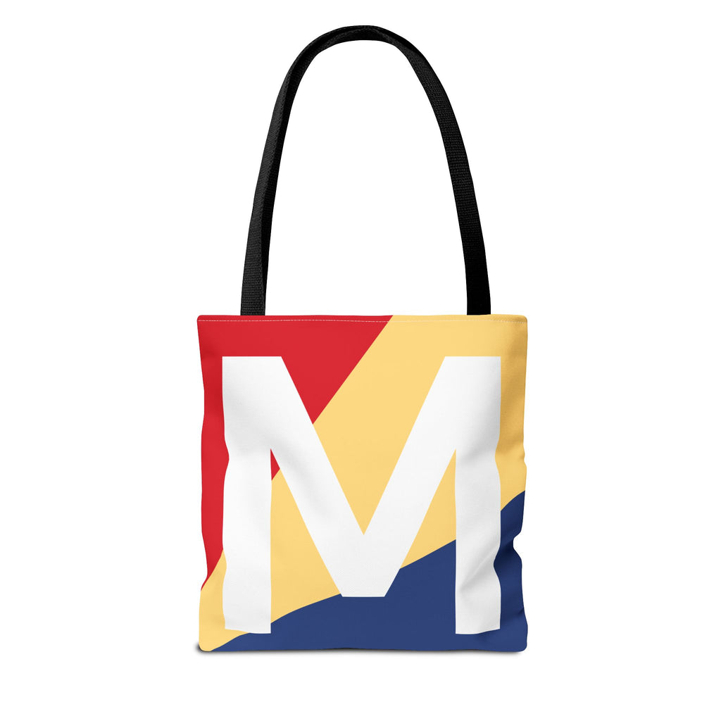 Monogram 'M' Colorblock Tote Bag — Personalized Initial M Shoulder Tote