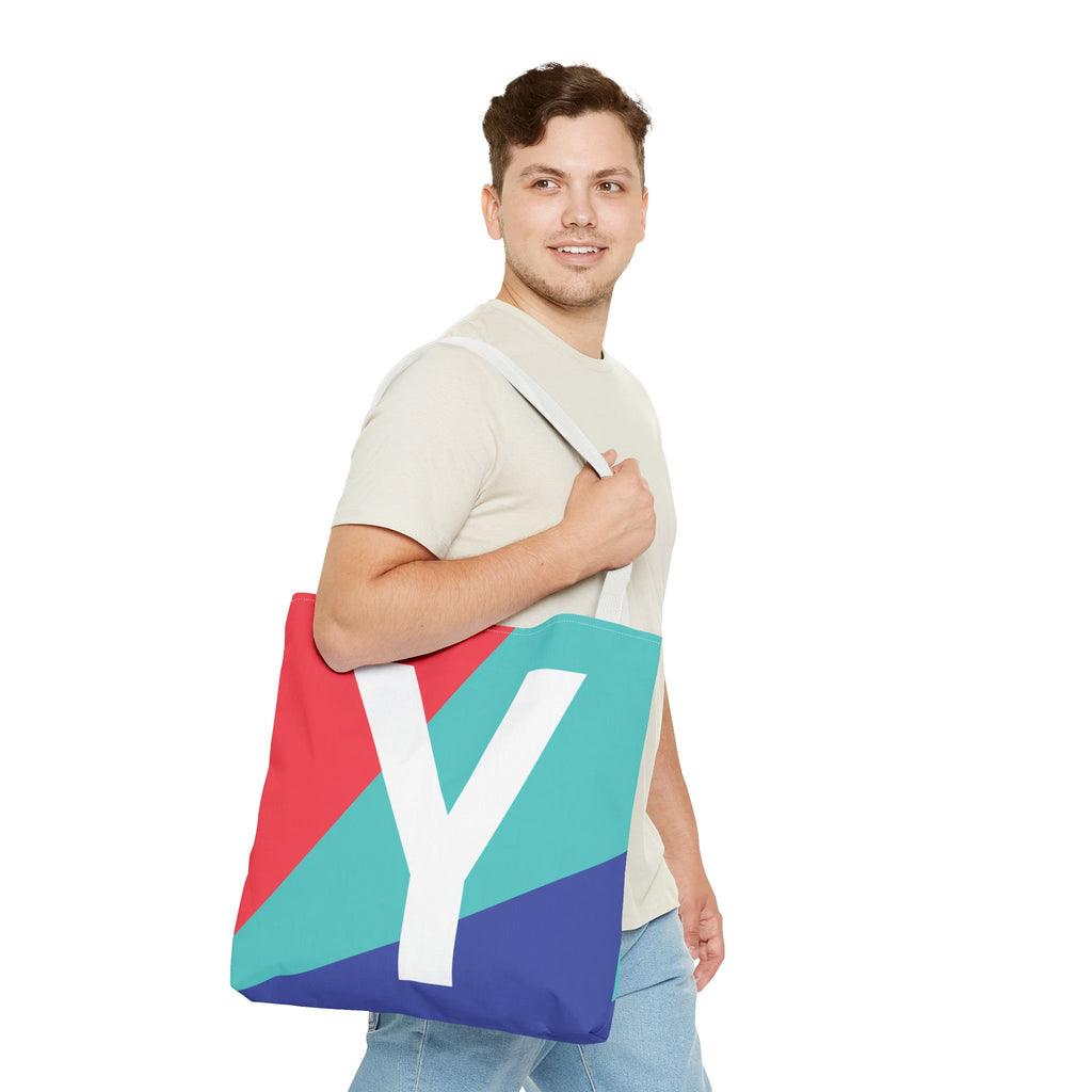 Monogram 'Y' Colorblock Tote Bag — Personalized Initial Y Shoulder Tote