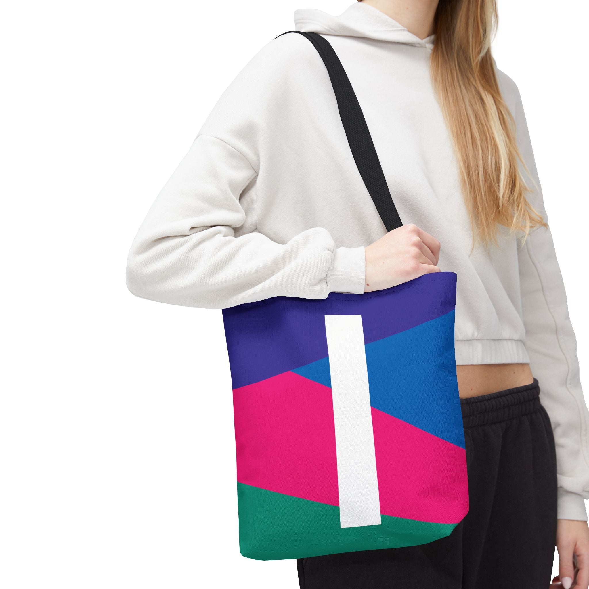 Monogram 'I' Colorblock Tote Bag — Personalized Initial I Shoulder Tote