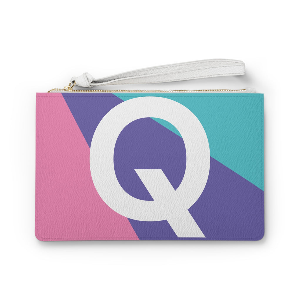 Monogram 'Q' Colorblock Clutch Bag — Bold Geometric Wristlet for Everyday & Gifts