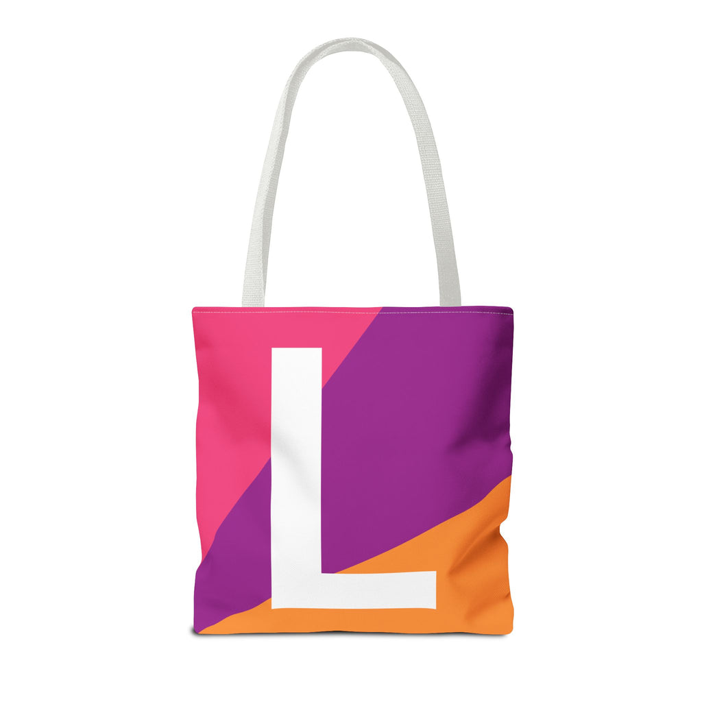 Monogram 'L' Colorblock Tote Bag — Personalized Initial L Shoulder Tote