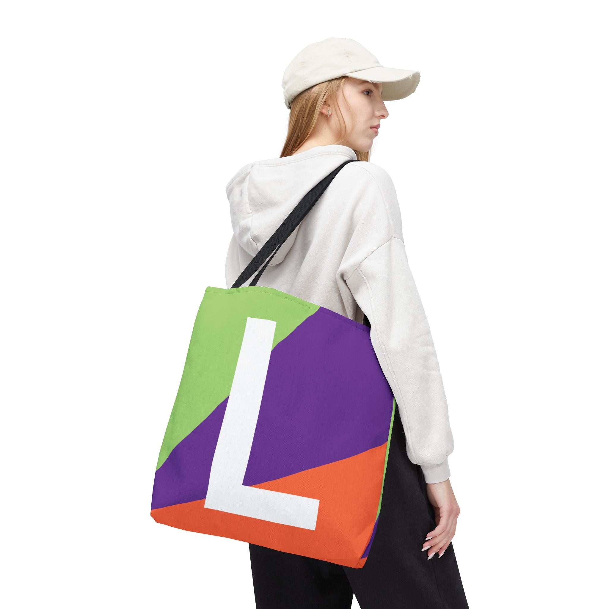 Monogram 'L' Colorblock Tote Bag — Personalized Initial L Shoulder Tote