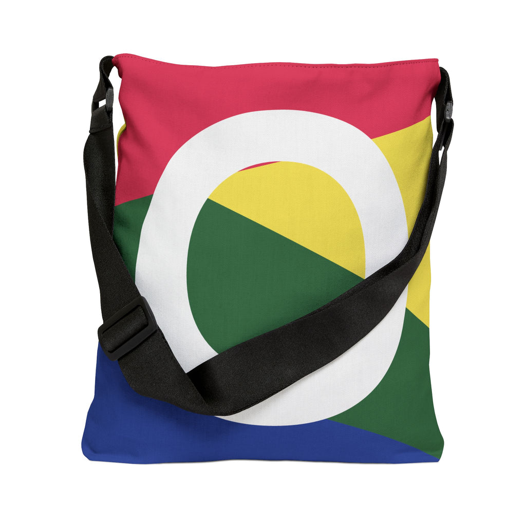 Initial Letter 'O' Colorblock Adjustable Tote Bag — Monogram Alphabet Shoulder Bag