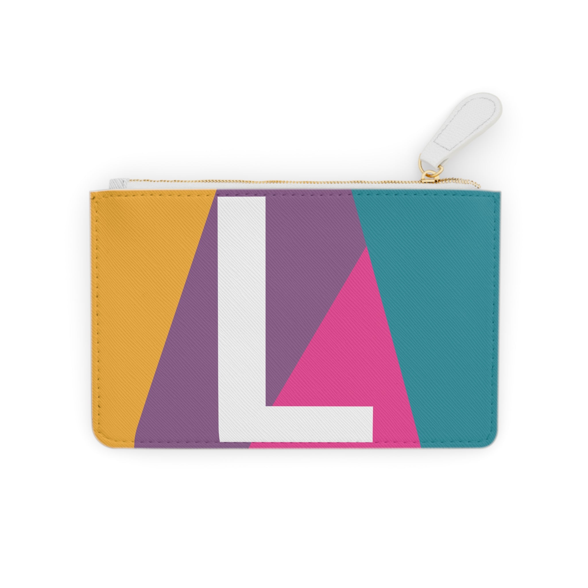 Initial L Mini Clutch — Colorblock Monogram Wristlet Wallet
