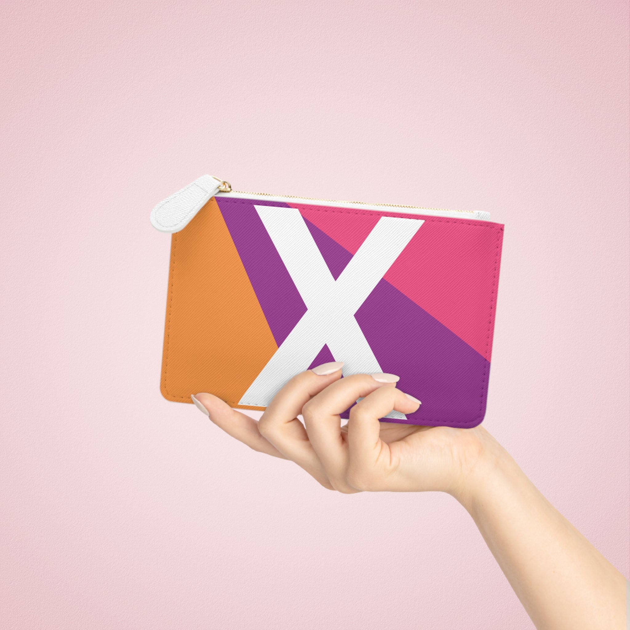 Initial X Mini Clutch — Colorblock Monogram Wristlet Wallet
