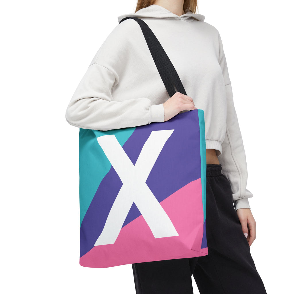 Monogram 'X' Colorblock Tote Bag — Personalized Initial X Shoulder Tote