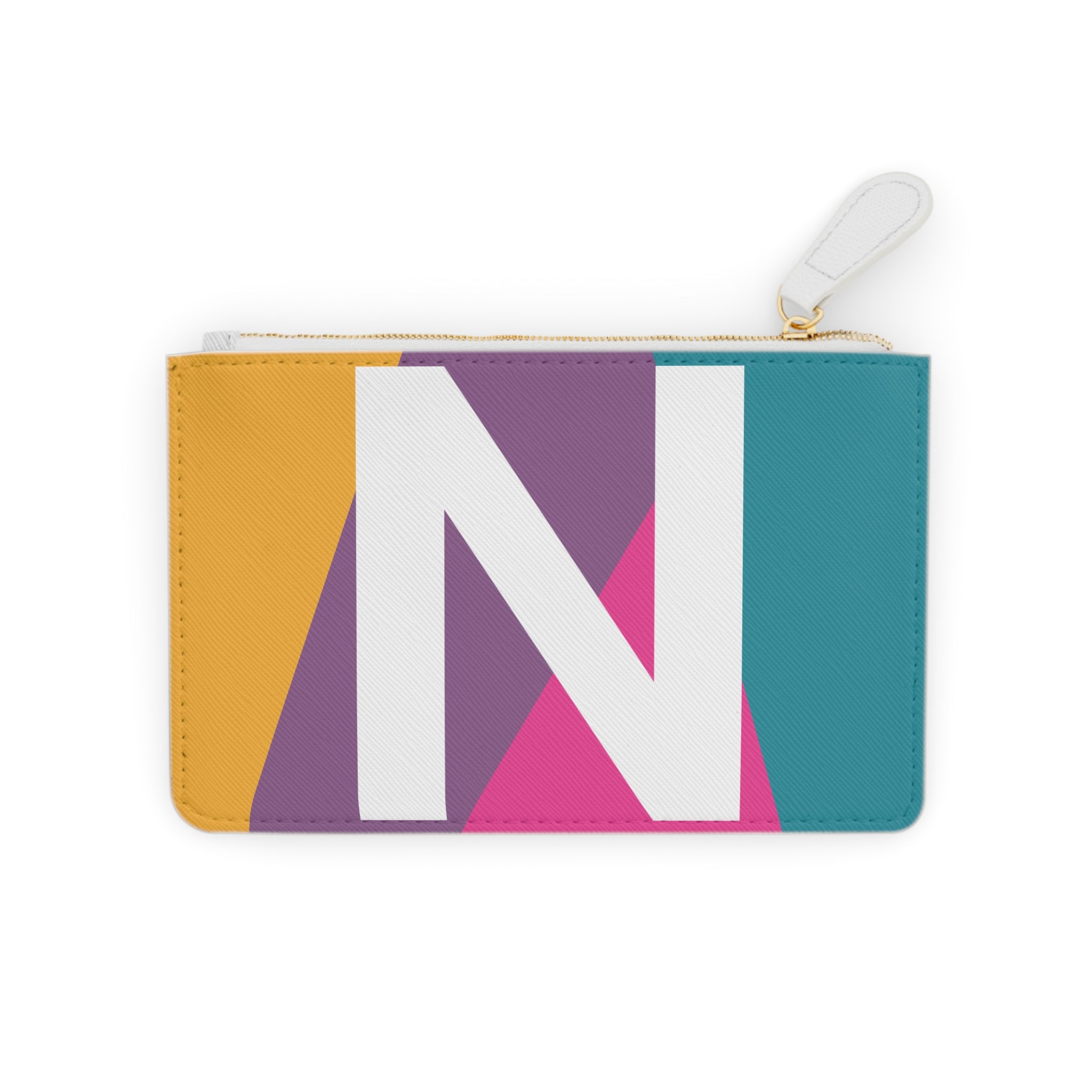 Initial N Mini Clutch — Colorblock Monogram Wristlet Wallet
