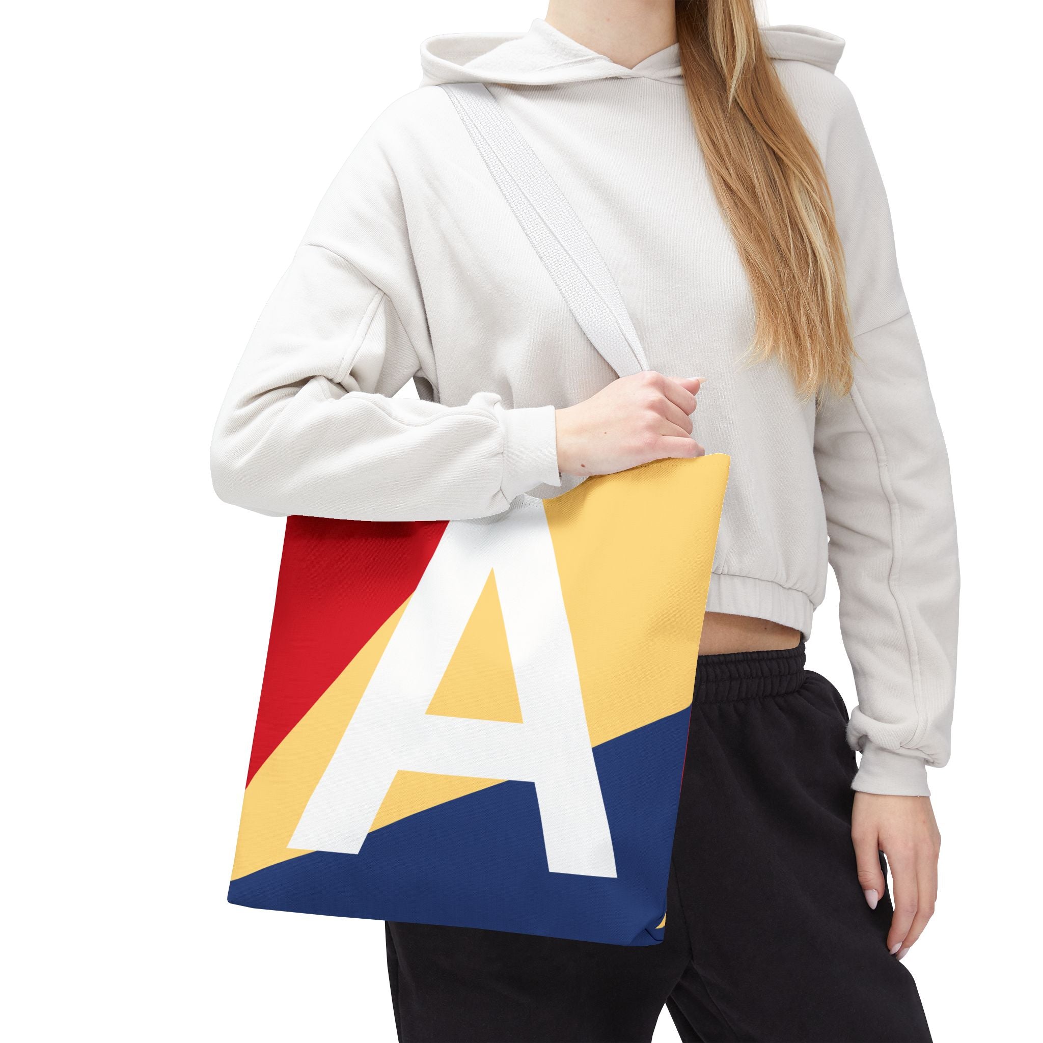 Monogram 'A' Colorblock Tote Bag — Personalized Initial A Shoulder Tote