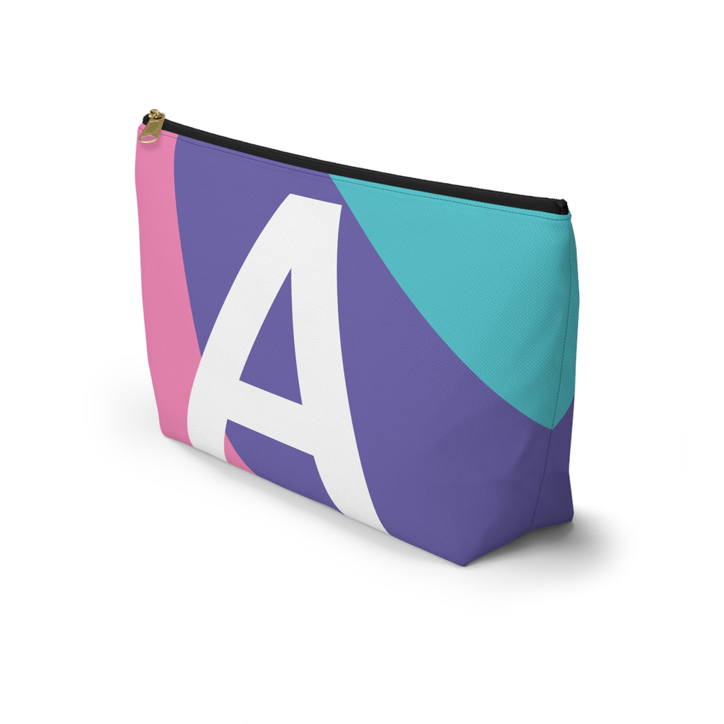 Initials Colorblock Accessory Pouch — Monogram A T-Bottom Cosmetic Bag