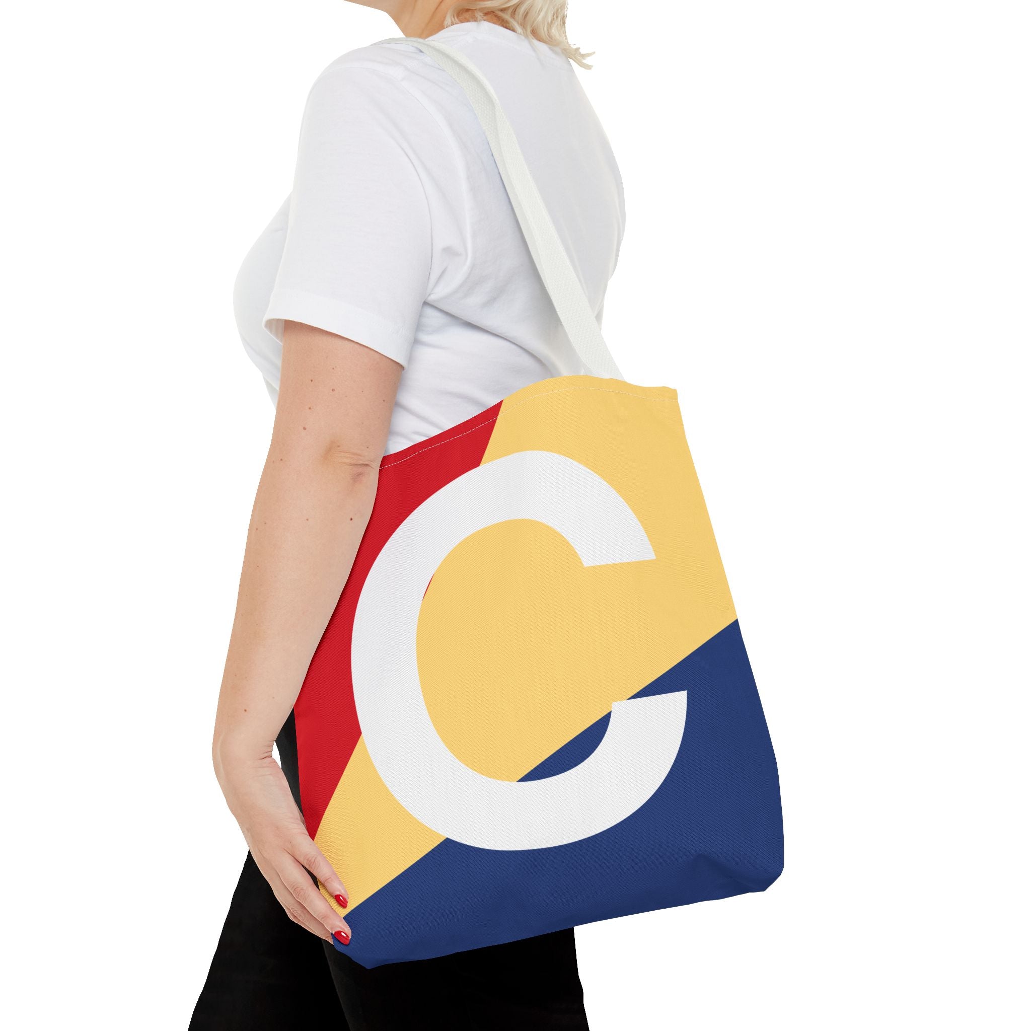 Monogram 'C' Colorblock Tote Bag — Personalized Initial C Shoulder Tote
