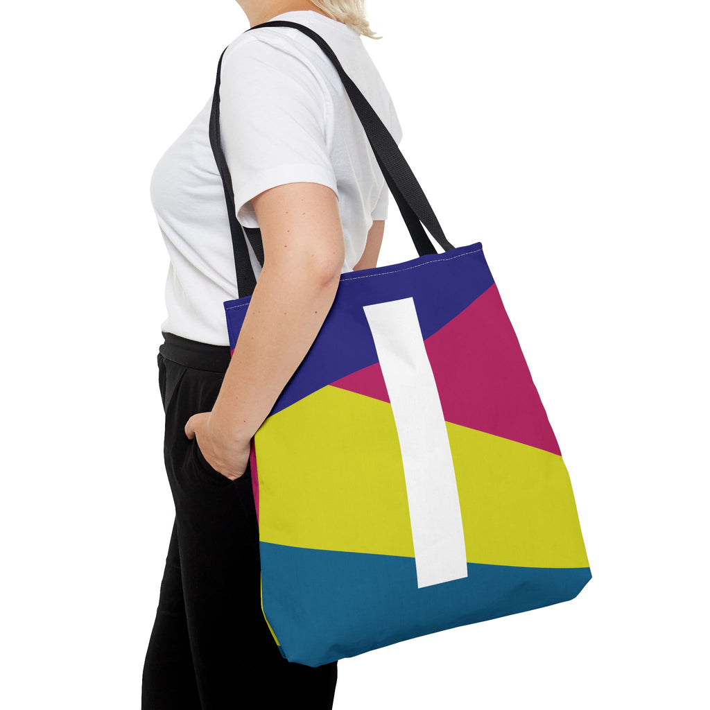 Monogram 'I' Colorblock Tote Bag — Personalized Initial I Shoulder Tote