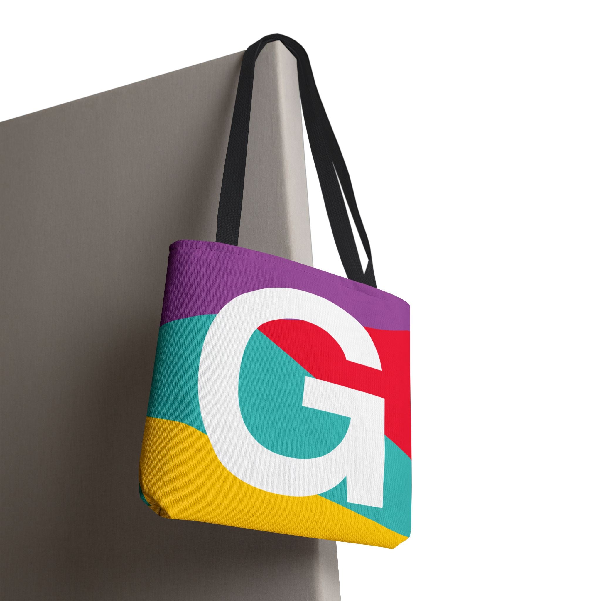 Monogram 'G' Colorblock Tote Bag — Personalized Initial G Shoulder Tote