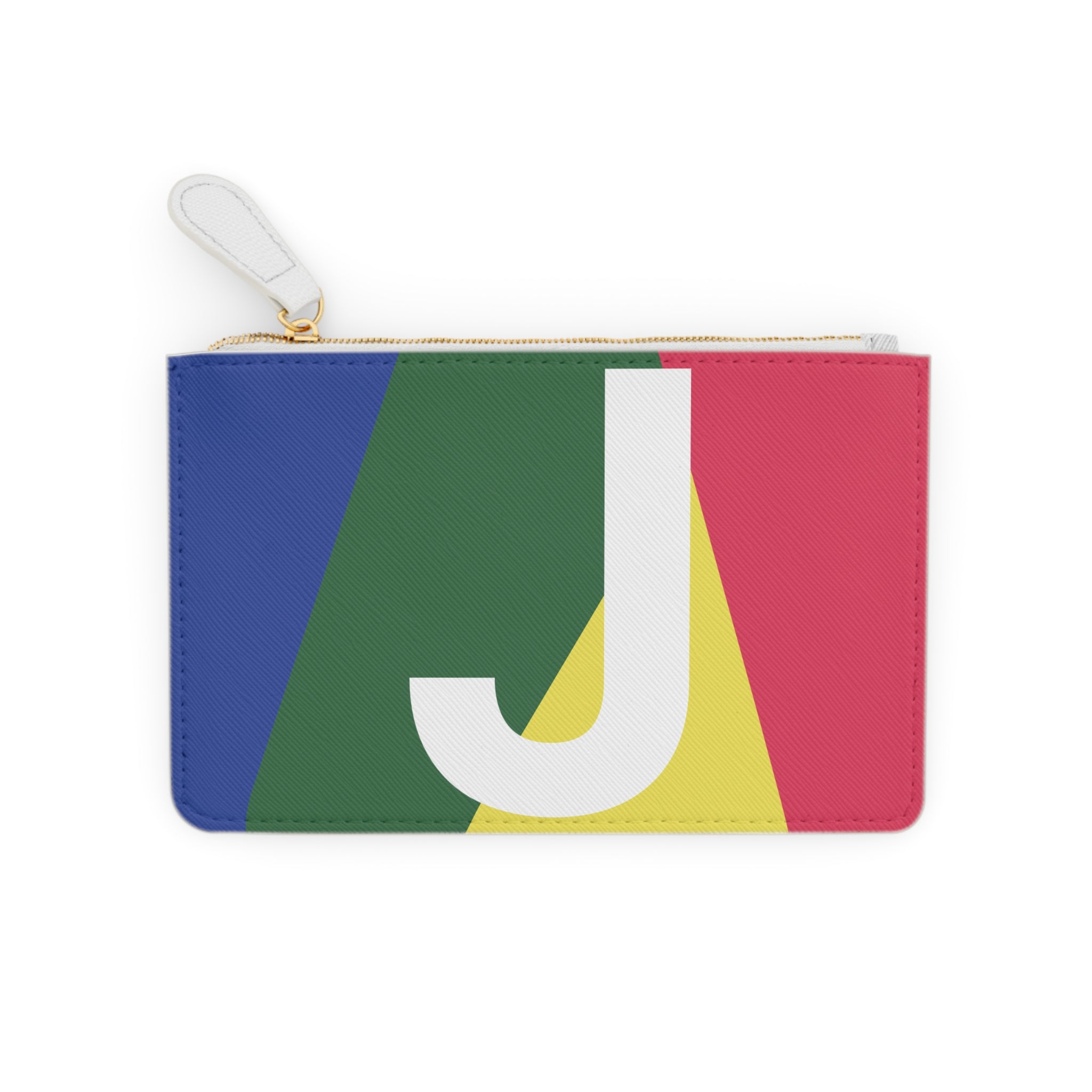 Initial J Mini Clutch — Colorblock Monogram Wristlet Wallet