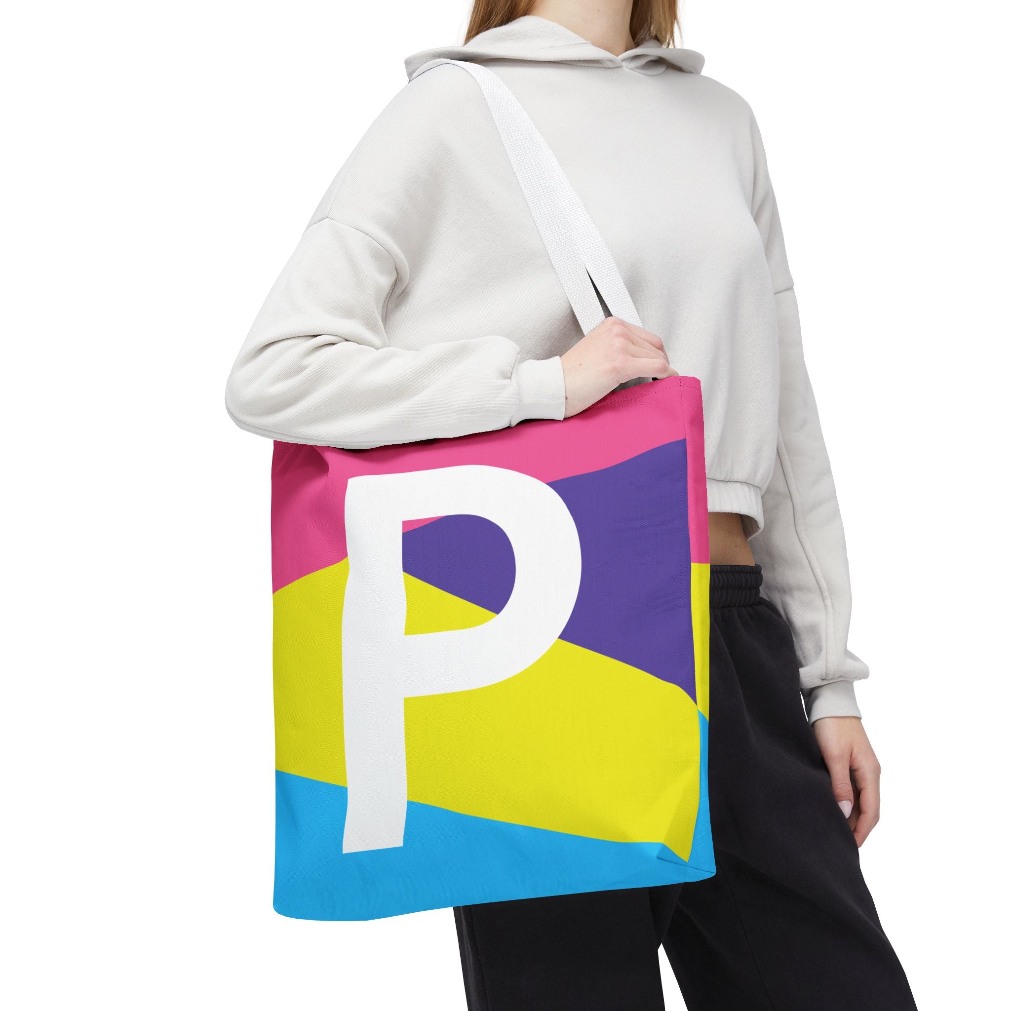 Monogram 'P' Colorblock Tote Bag — Personalized Initial P Shoulder Tote