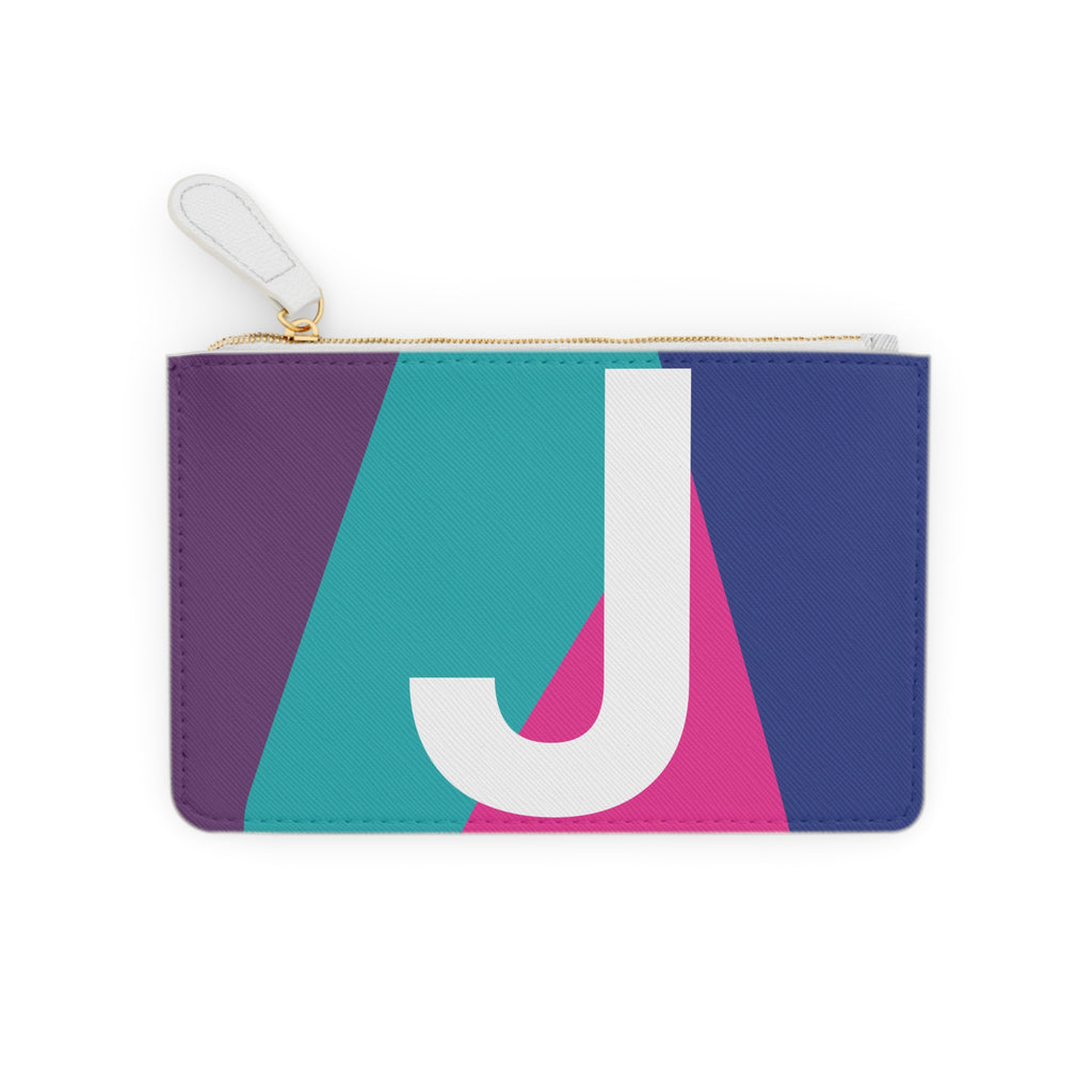Initial J Mini Clutch — Colorblock Monogram Wristlet Wallet