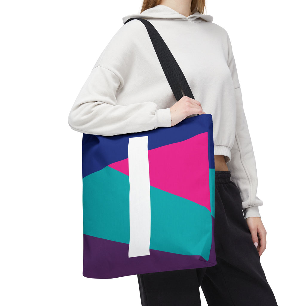 Monogram 'I' Colorblock Tote Bag — Personalized Initial I Shoulder Tote