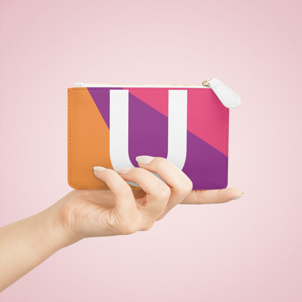 Initial U Mini Clutch — Colorblock Monogram Wristlet Wallet
