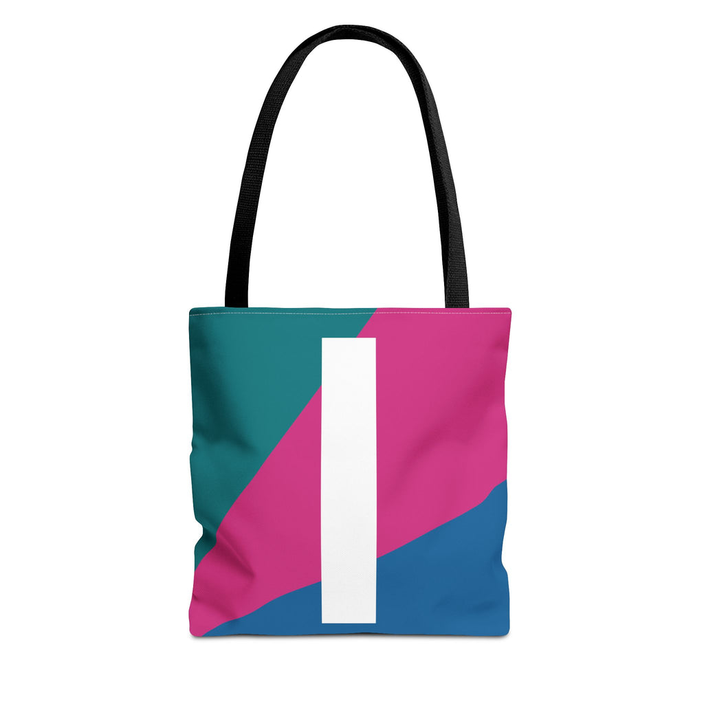 Monogram 'I' Colorblock Tote Bag — Personalized Initial I Shoulder Tote
