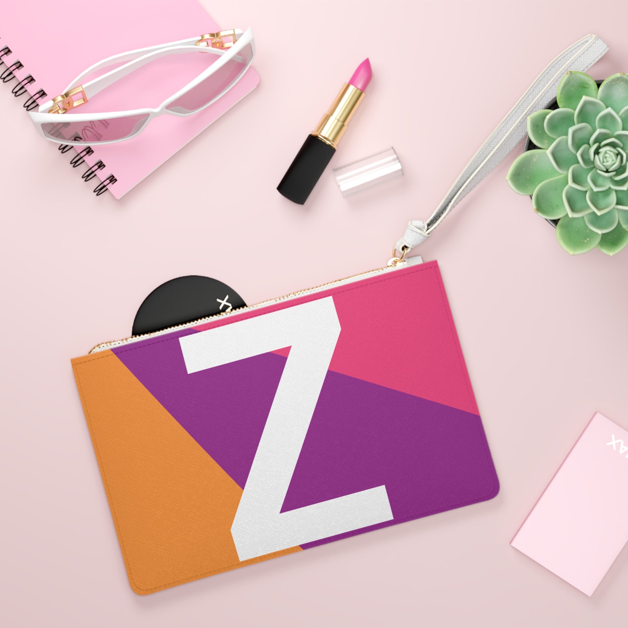 Monogram 'Z' Colorblock Clutch Bag — Bold Geometric Wristlet for Everyday & Gifts