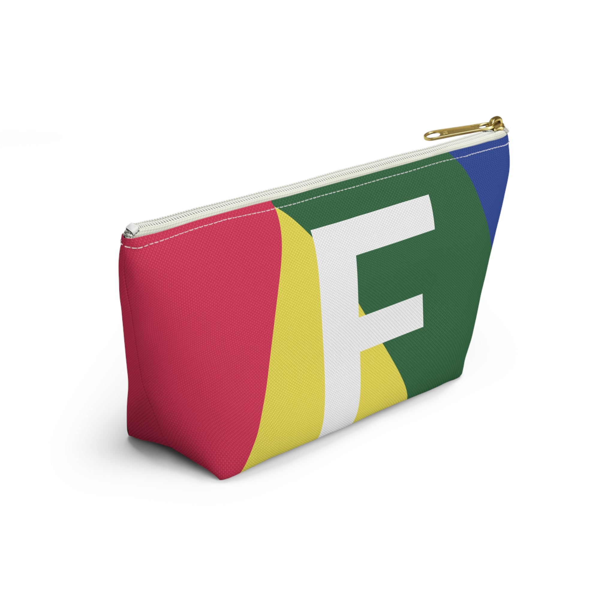 Initials Colorblock Accessory Pouch — Monogram F T-Bottom Cosmetic Bag