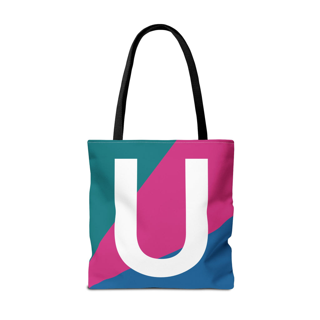 Monogram 'U' Colorblock Tote Bag — Personalized Initial U Shoulder Tote