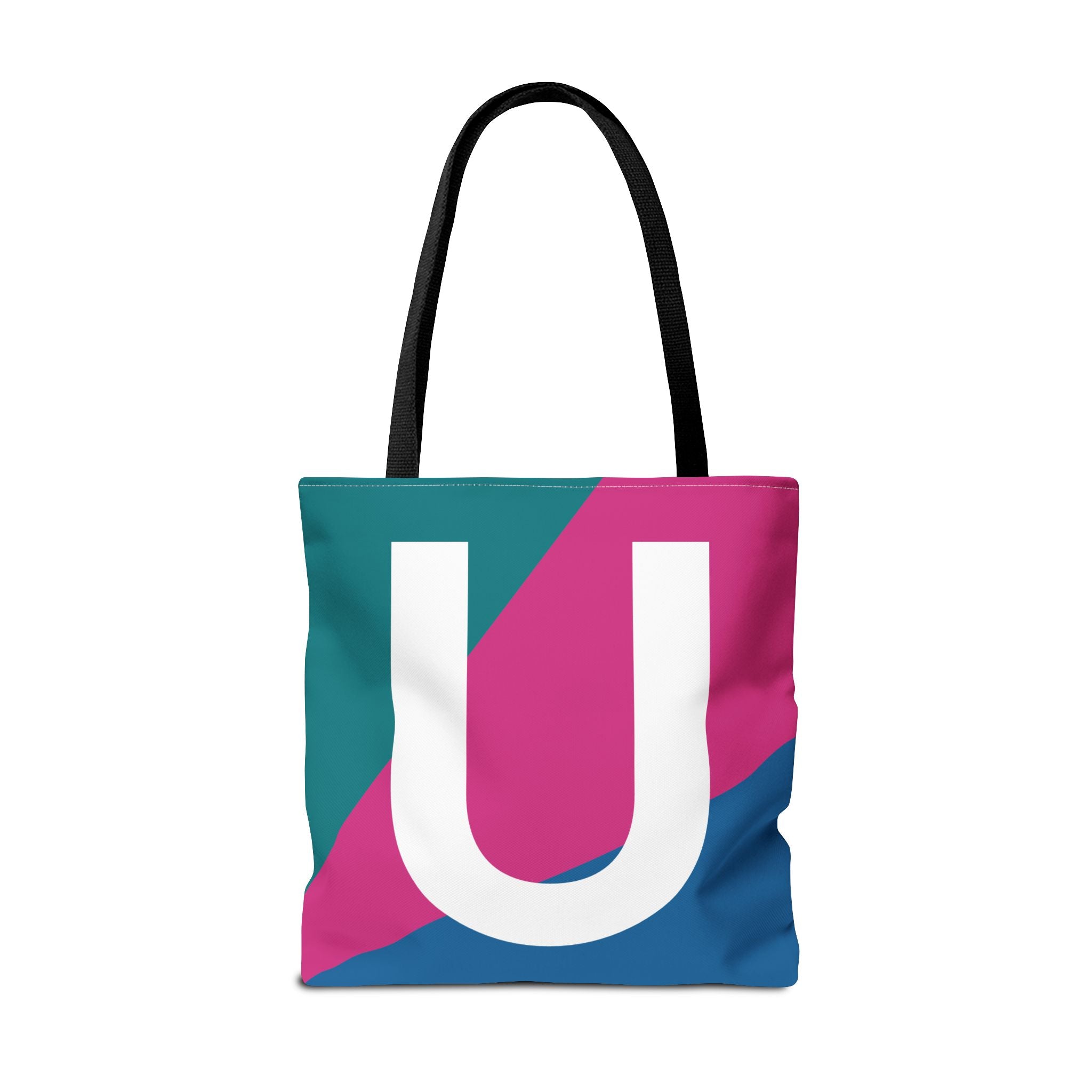 Monogram 'U' Colorblock Tote Bag — Personalized Initial U Shoulder Tote