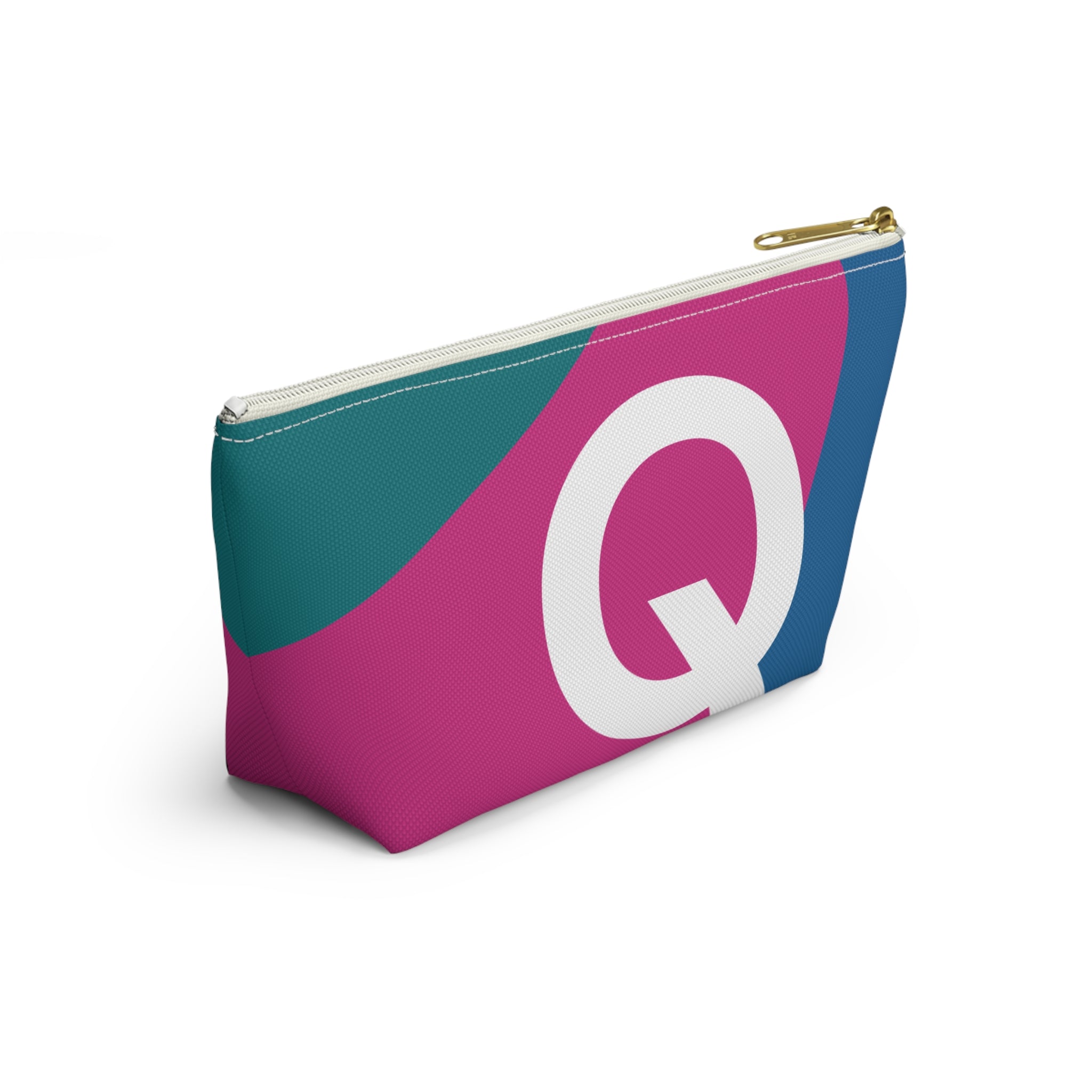 Initials Colorblock Accessory Pouch — Monogram Q T-Bottom Cosmetic Bag