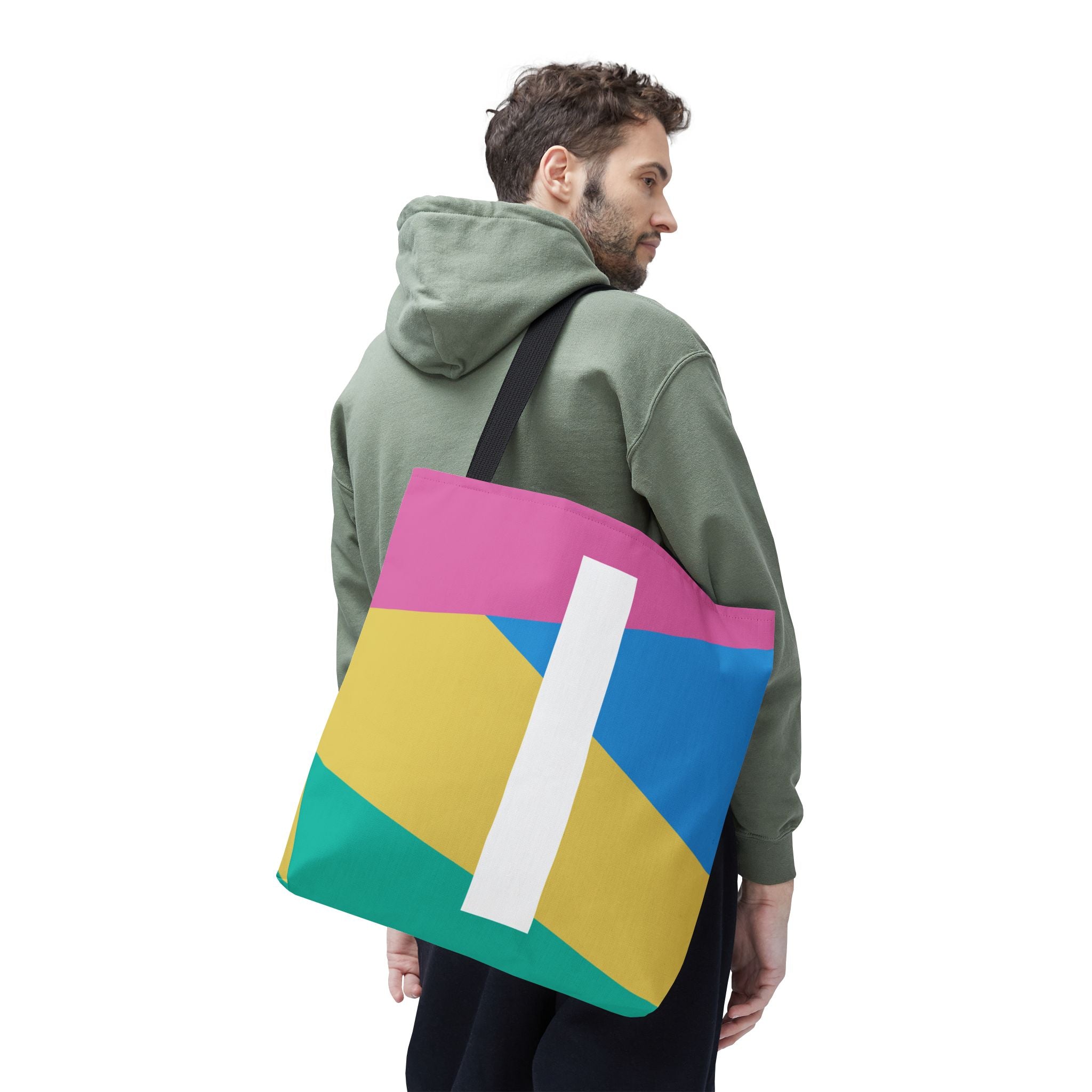 Monogram 'I' Colorblock Tote Bag — Personalized Initial I Shoulder Tote
