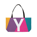 Personalized 'Y' Colorblock Tote Bag — Monogram Weekender Tote