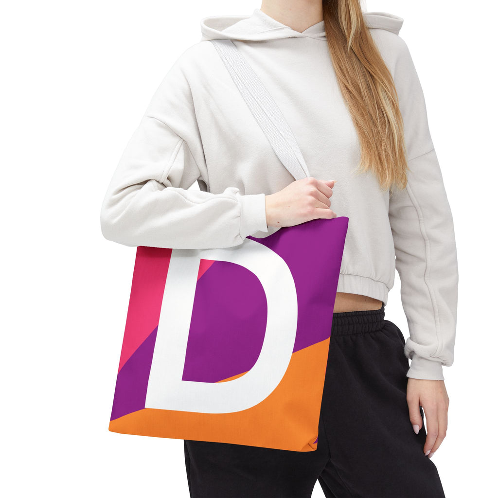 Monogram 'D' Colorblock Tote Bag — Personalized Initial D Shoulder Tote