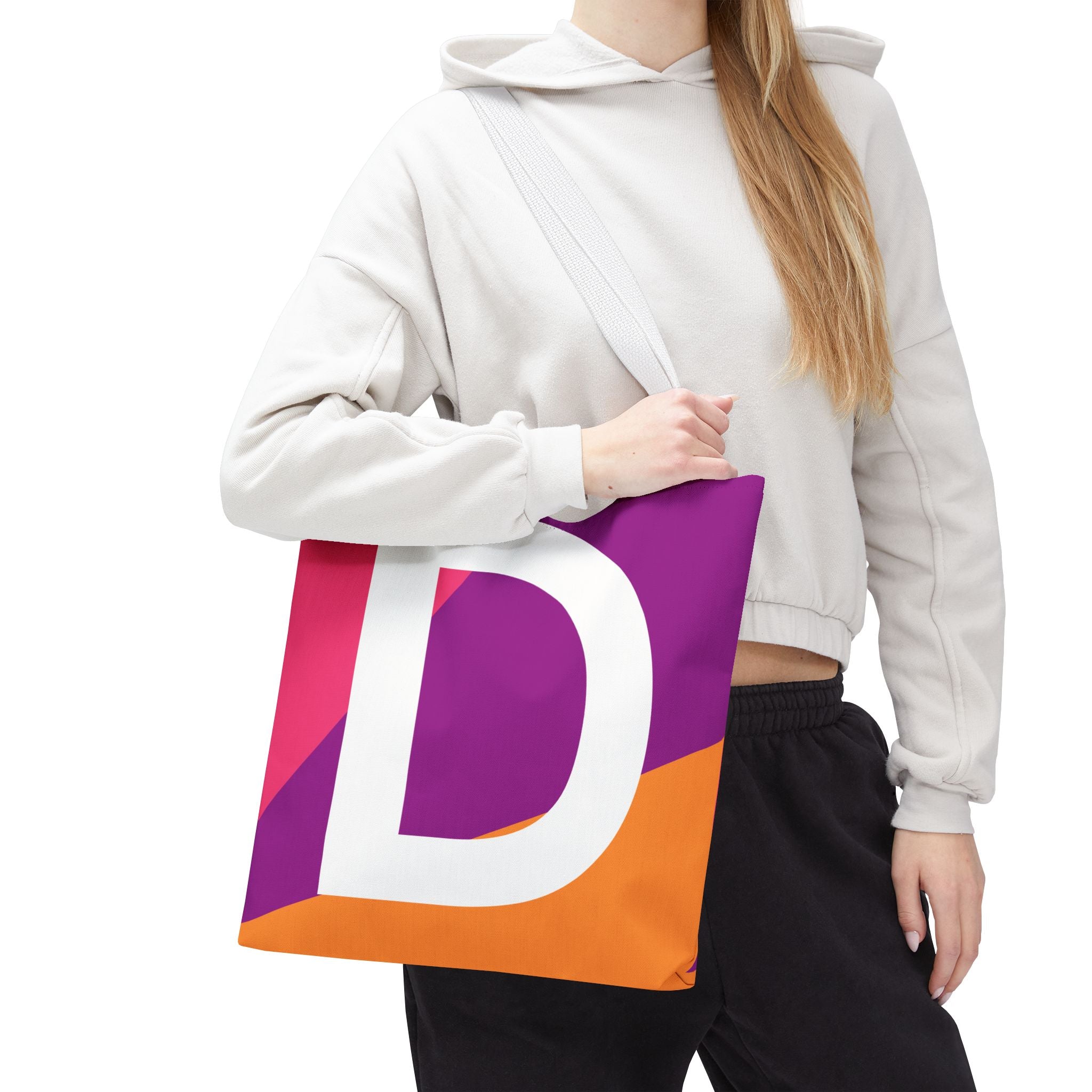 Monogram 'D' Colorblock Tote Bag — Personalized Initial D Shoulder Tote