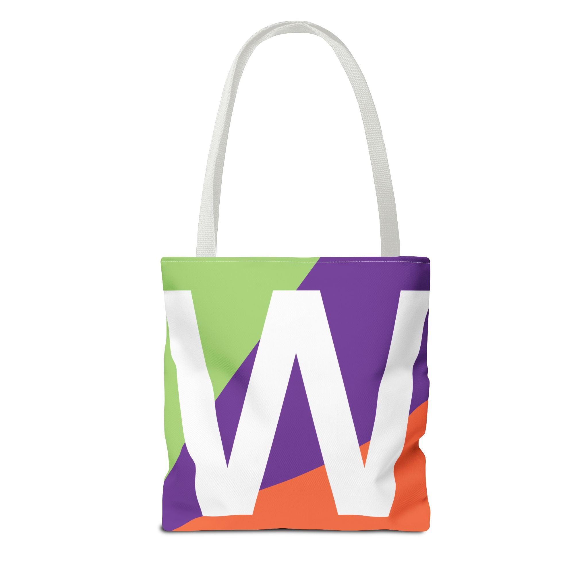 Monogram 'W' Colorblock Tote Bag — Personalized Initial W Shoulder Tote