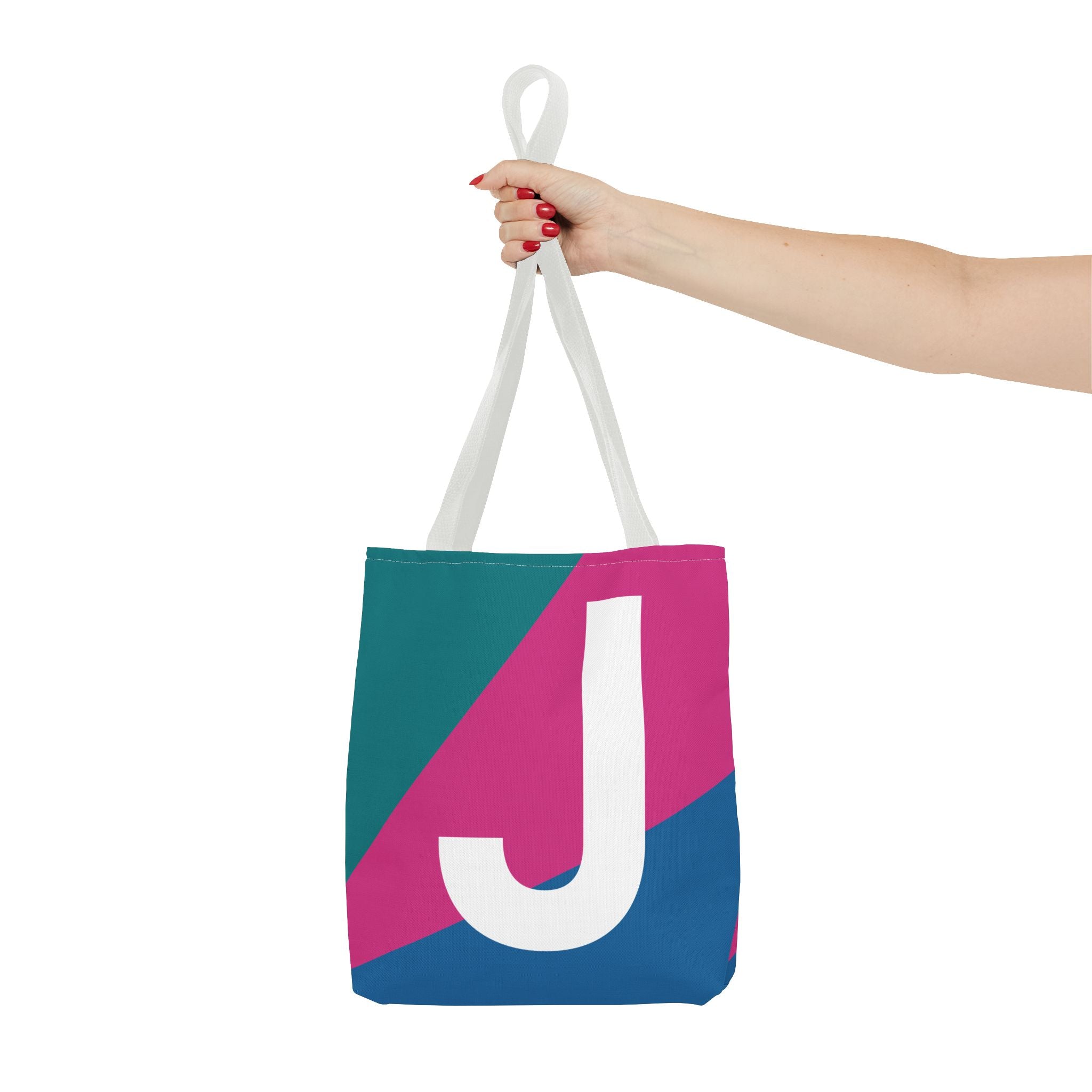 Monogram 'J' Colorblock Tote Bag — Personalized Initial J Shoulder Tote